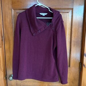 Guide Series  Women's Deep Burgundy Sweater with Buttons Size Large